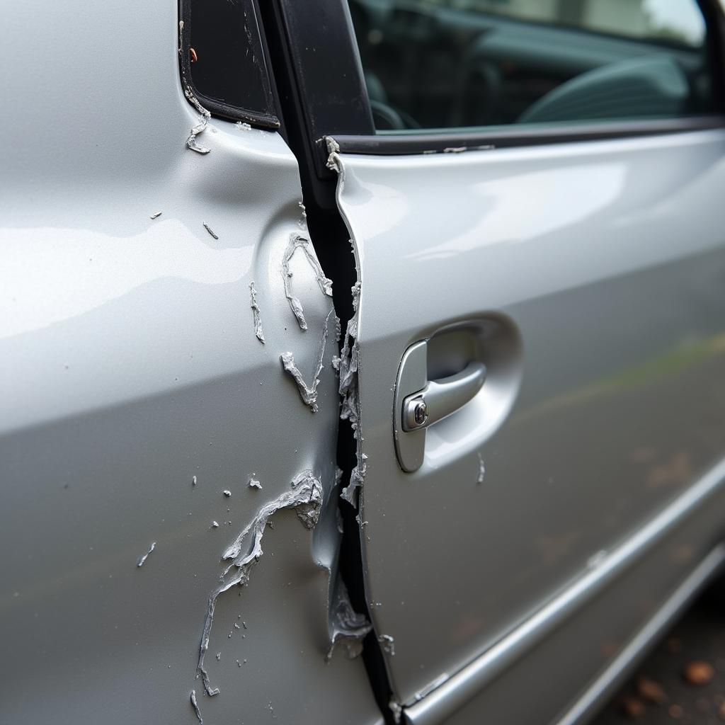 Damaged Car Door Frame Requiring Repair