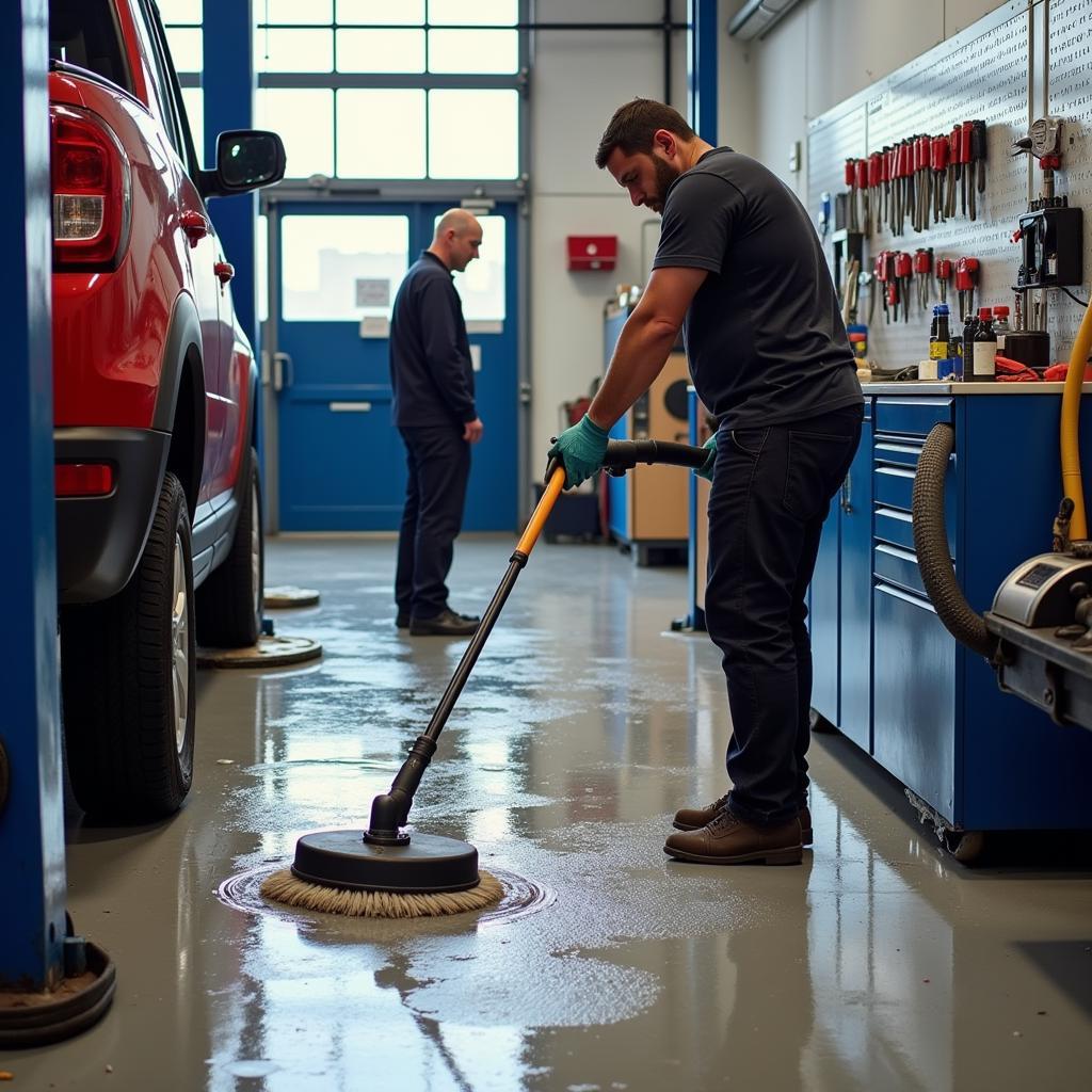 Deep Cleaning of a Dealership Service Bay