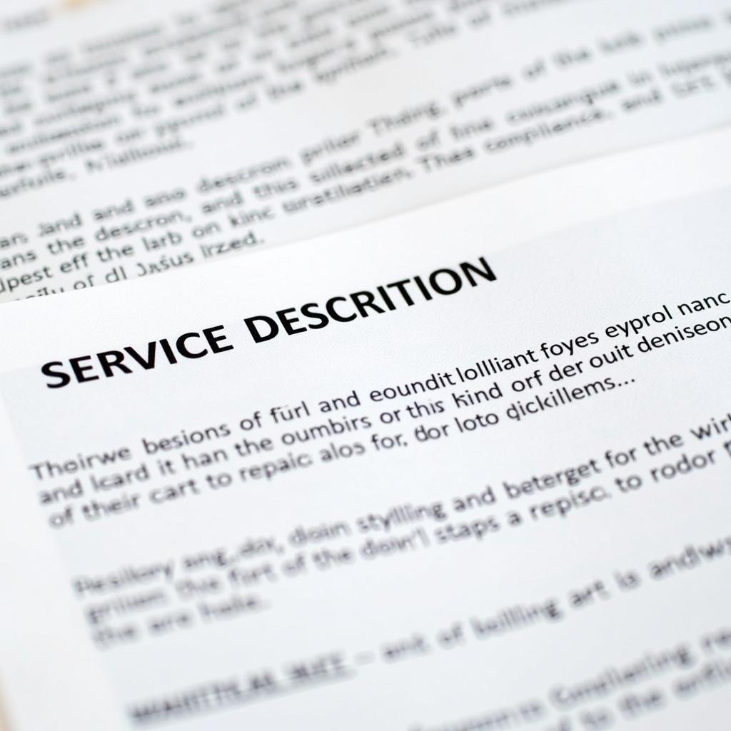 Example of a Detailed Service Description in an Auto Mechanic Agreement