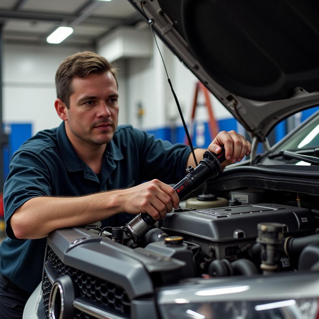 Donn's Auto Service Inc. Mechanic Working on a Car