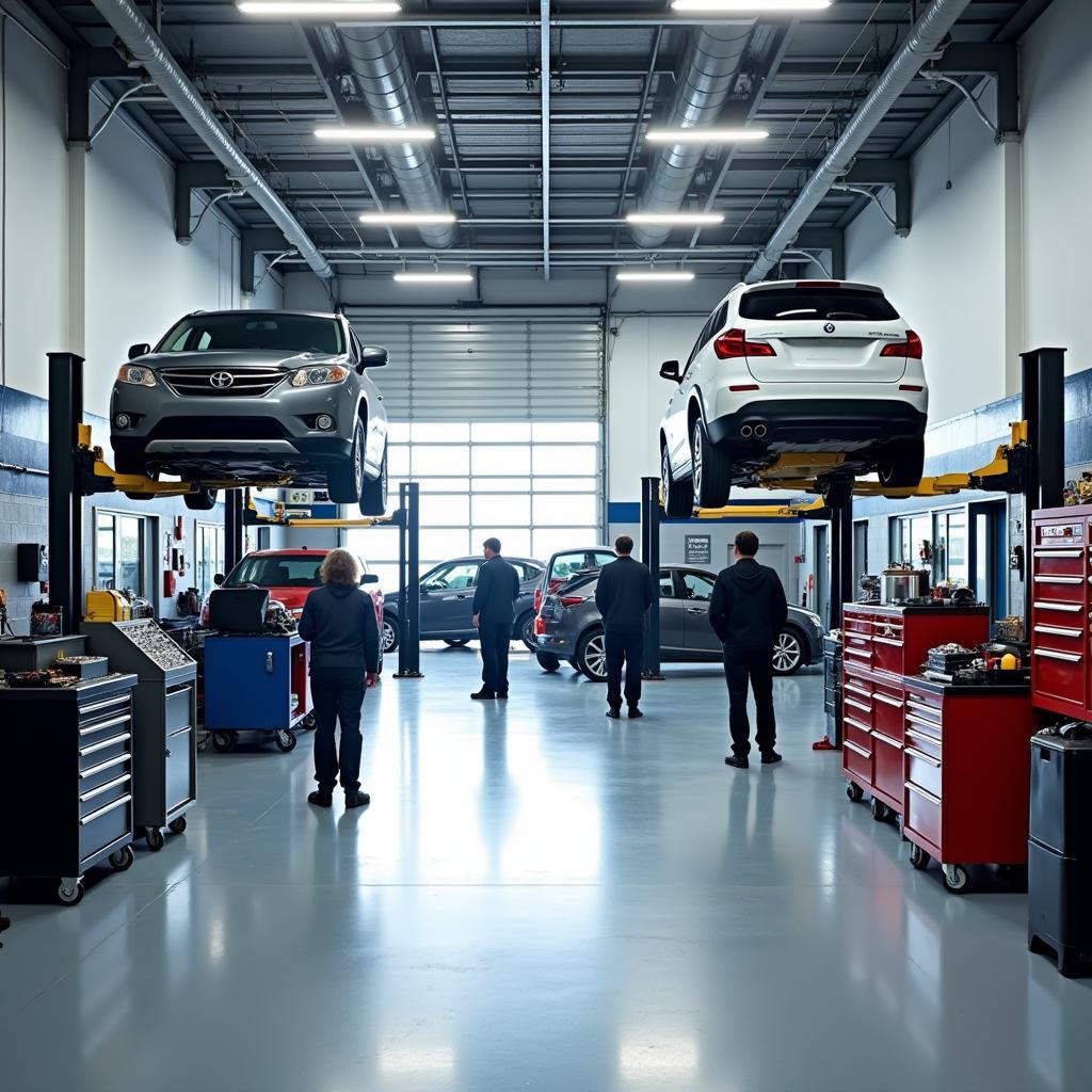 Modern and Clean Auto Service Shop Interior