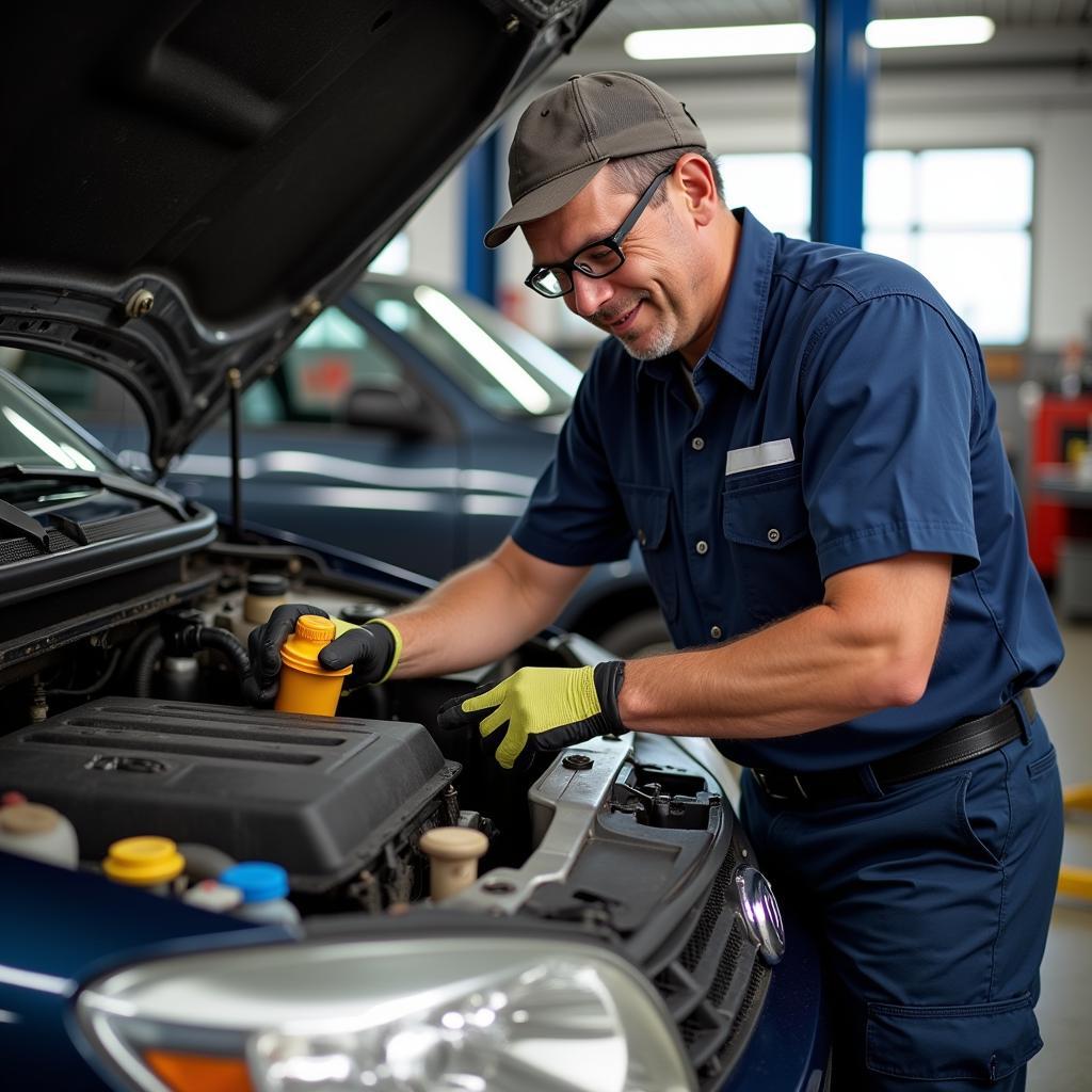 Ed Performing an Oil Change on a Vehicle