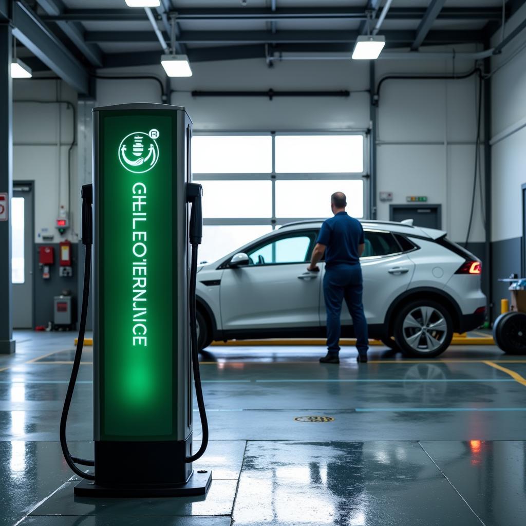 Electric Vehicle Charging Station at Auto Service Center