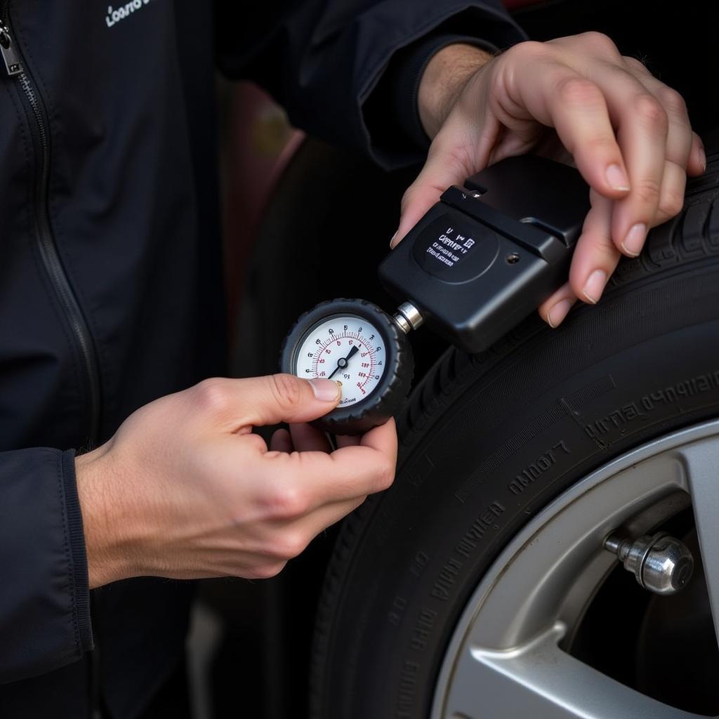 Checking Tire Pressure on an Etienne