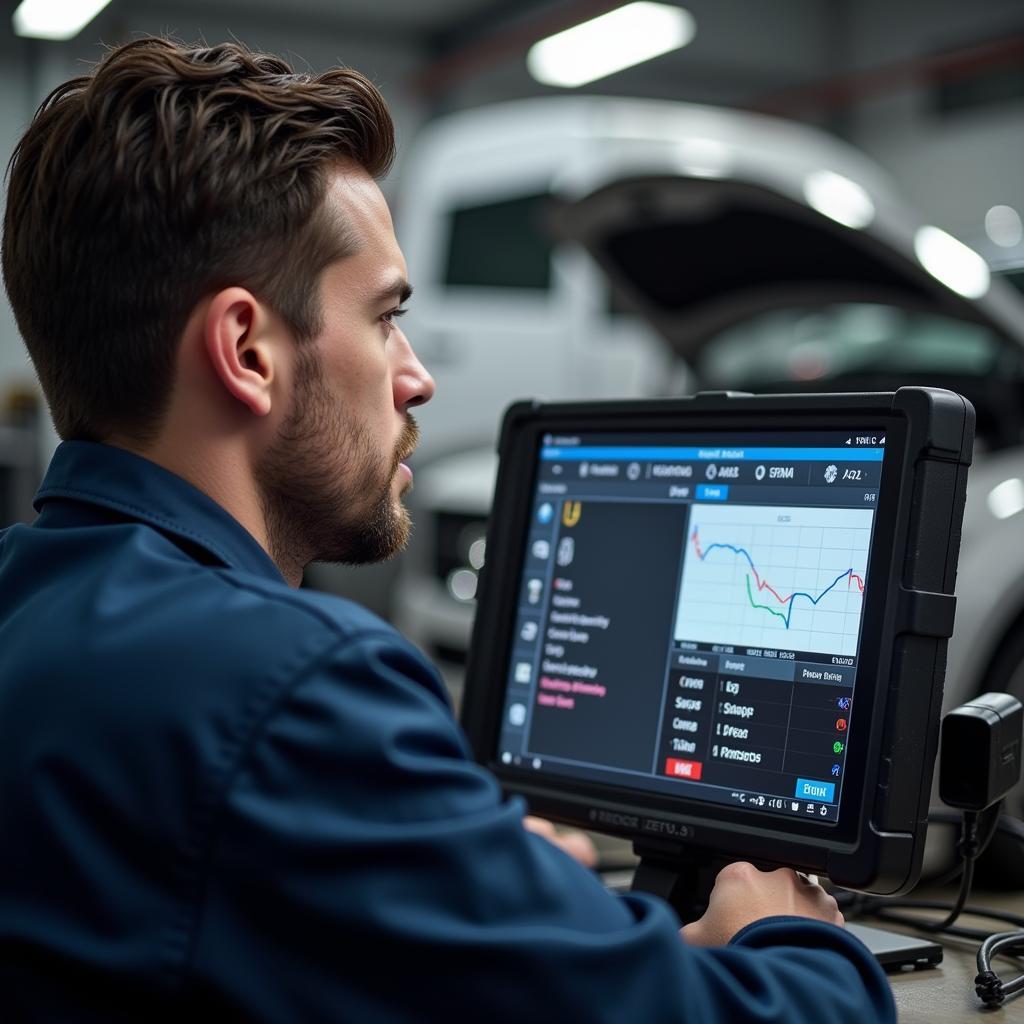 Evans Auto Service Technician Working