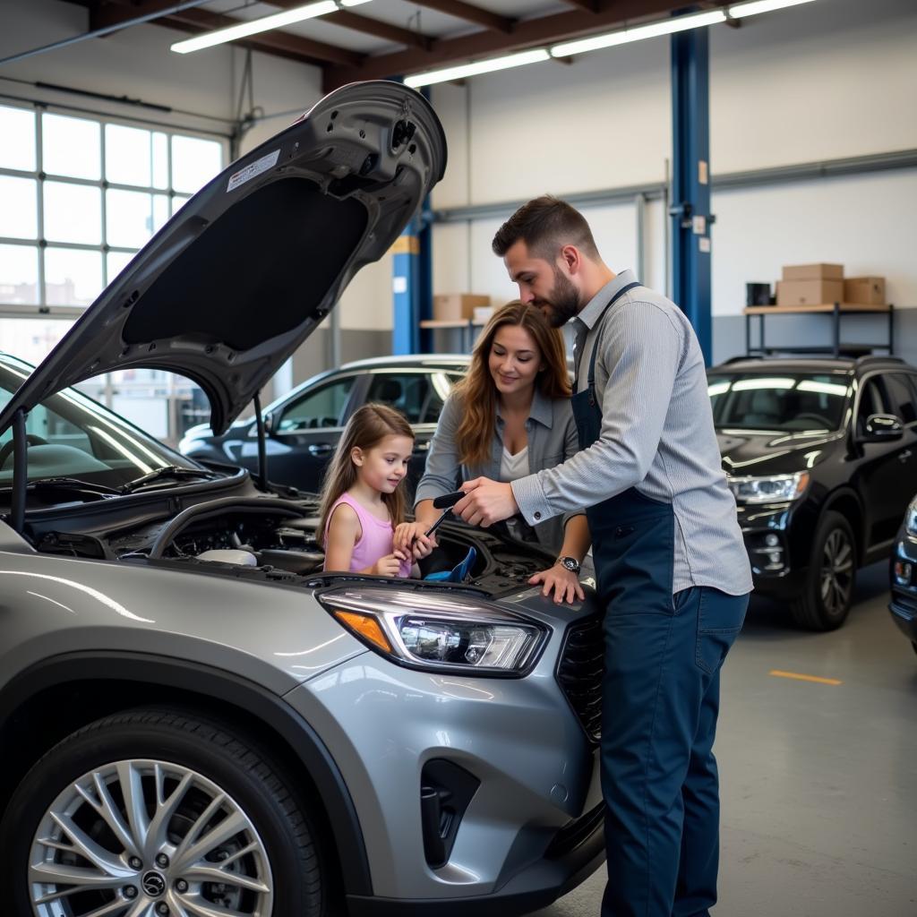 Family car at a service center