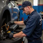 Flynn's Tire and Auto Service Mechanic Working