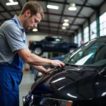 Fort Oglethorpe Auto Service Center Mechanic Working on a Car