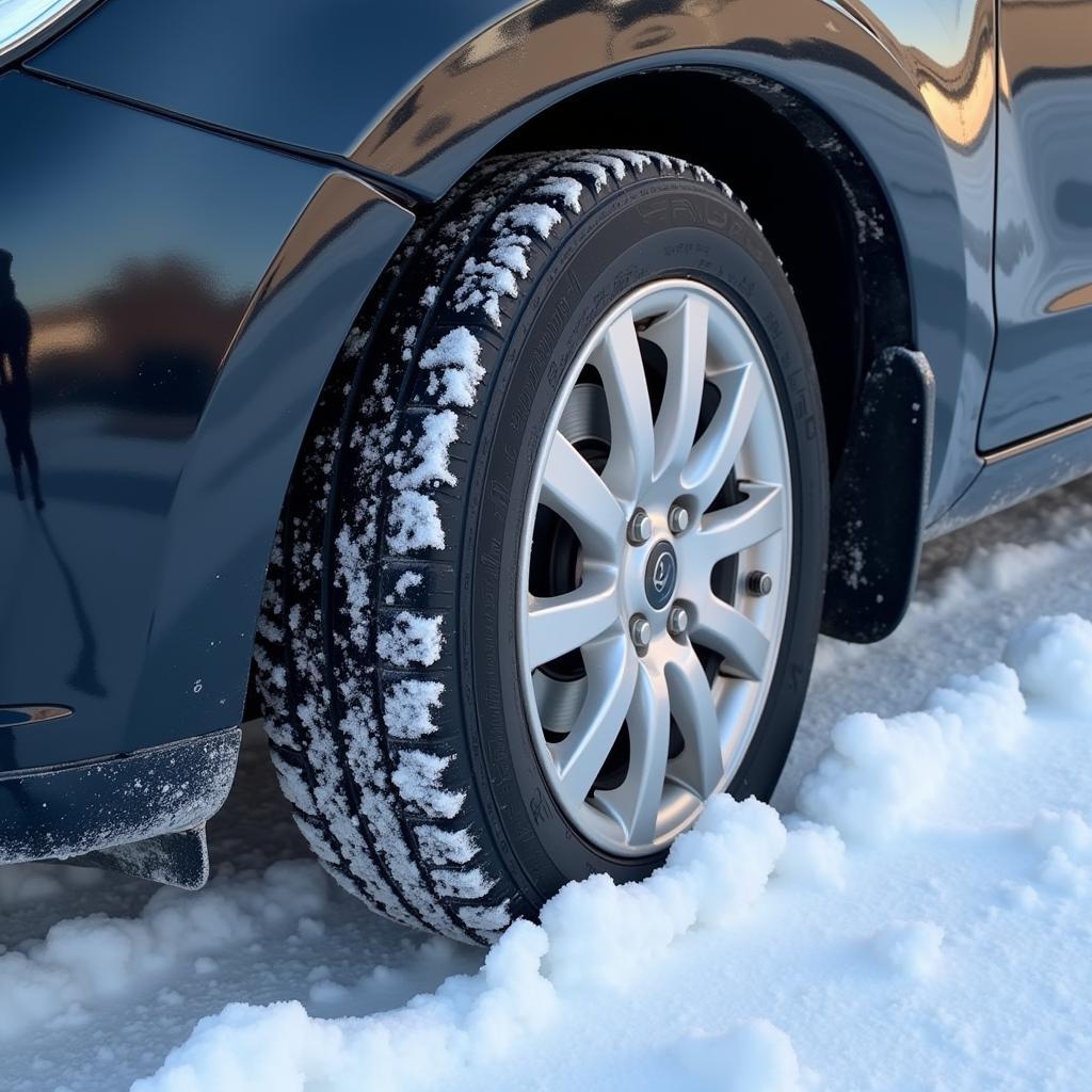 Tire Damaged by Poor Alignment in Frosty Conditions