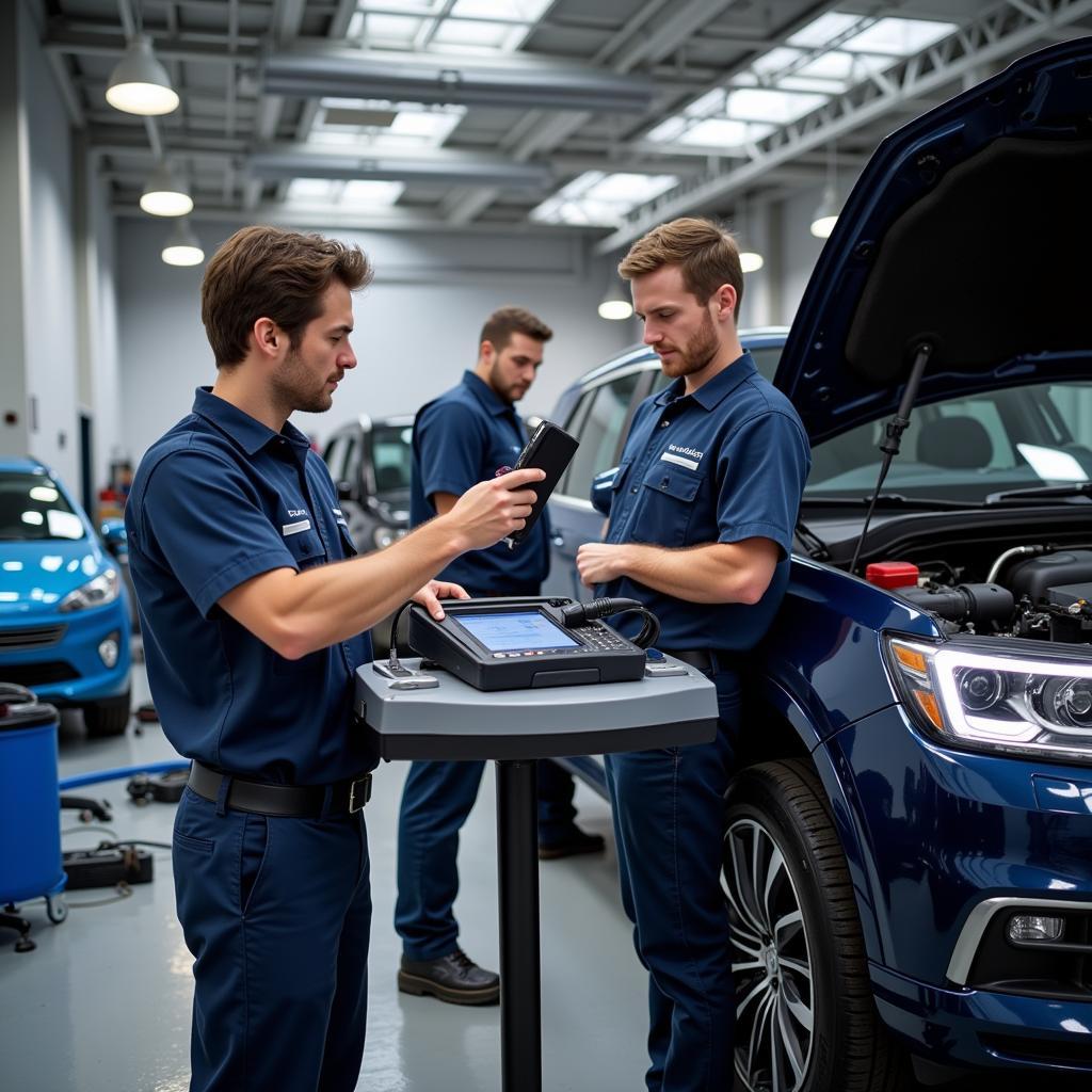 Gibbs Auto Service Technicians Working on a Car