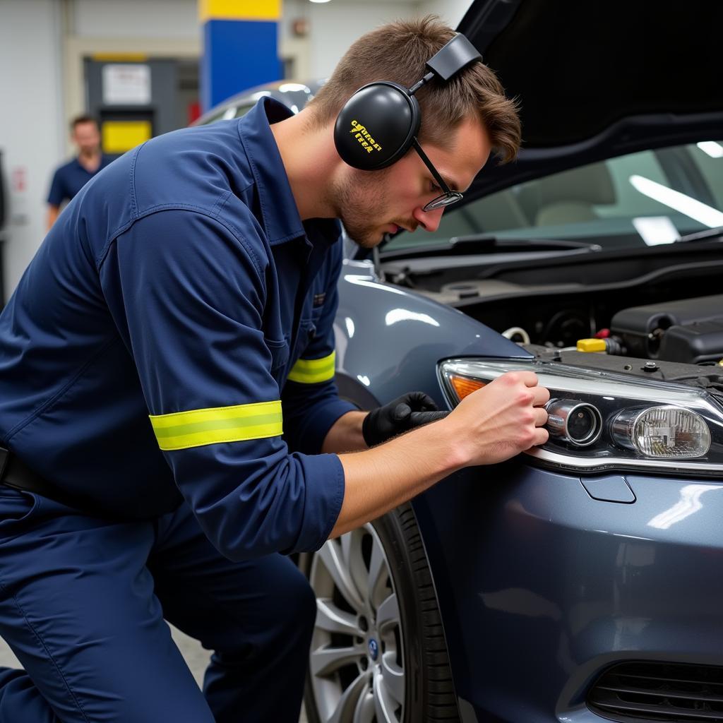 Goodyear Auto Service Technician Performing Car Maintenance