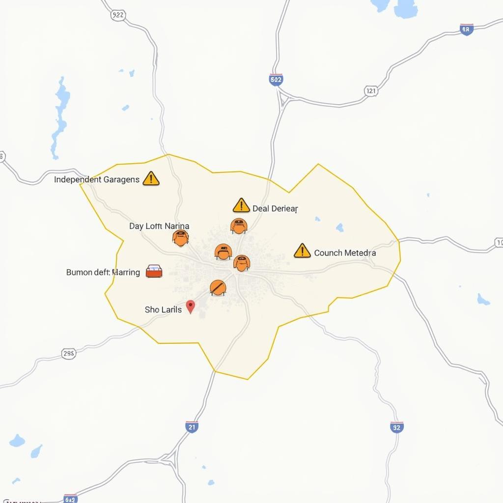 Map of Auto Service Locations in Gurgaon