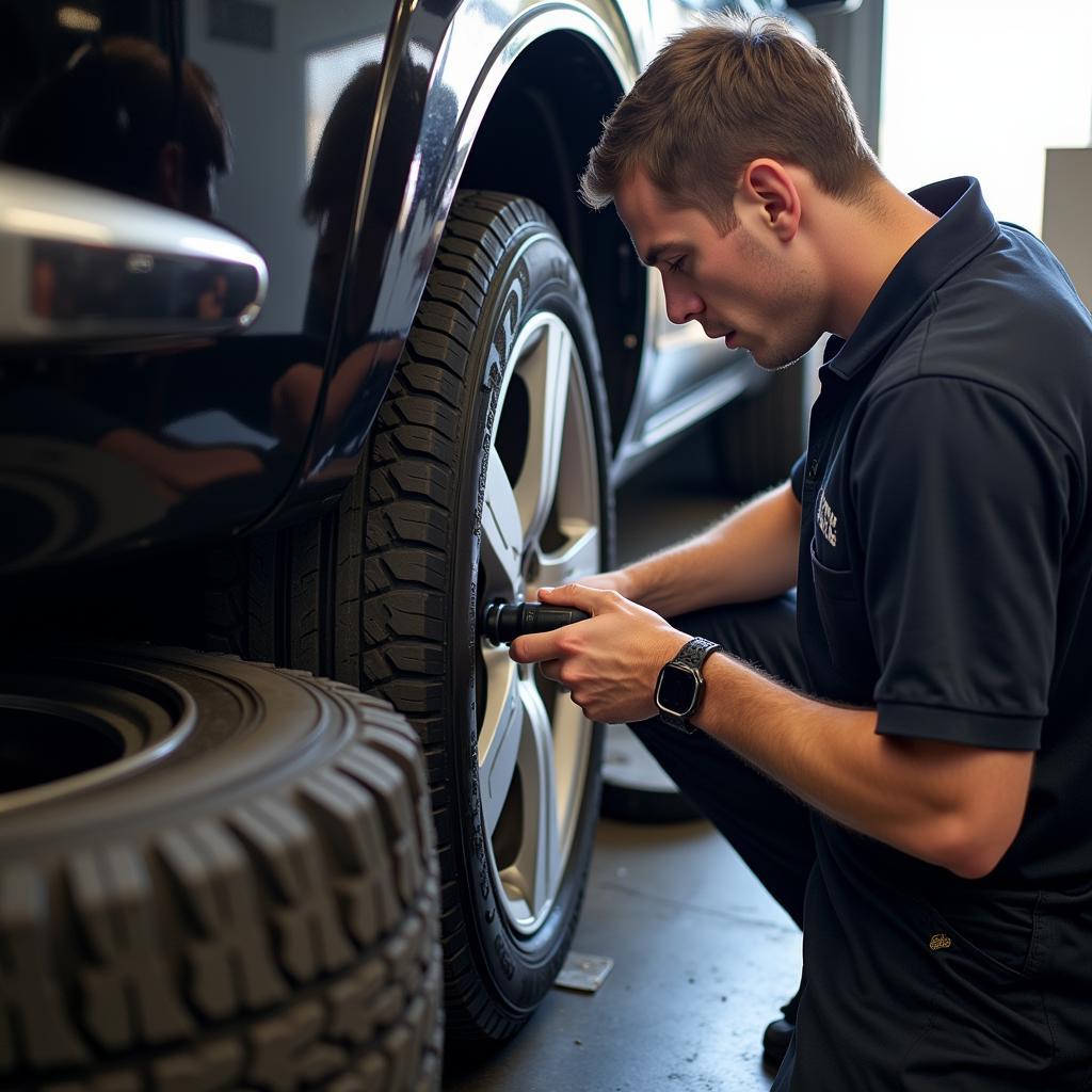 Harbor Tires & Auto Services Technician at Work