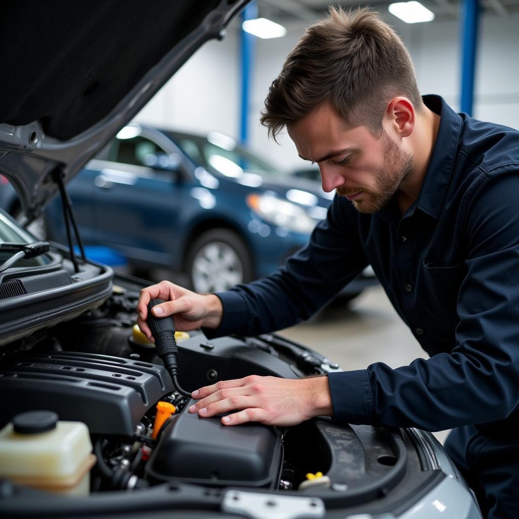 Skilled Technician Working on a Car Engine