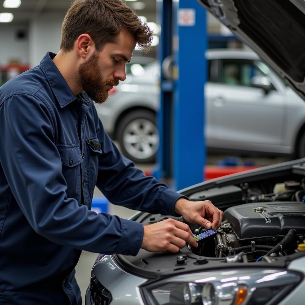 High-quality auto parts being inspected by a mechanic