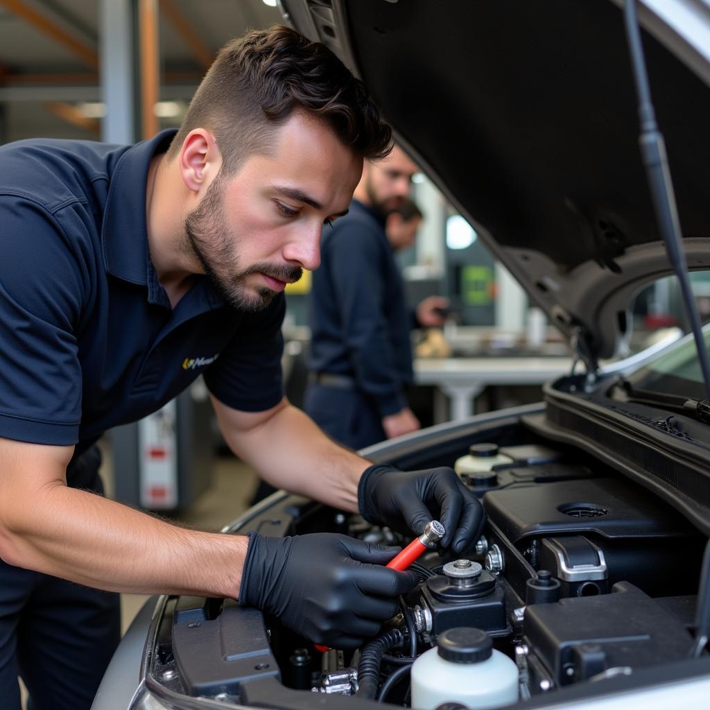 Mechanic Working on Car at Hrant Auto Service