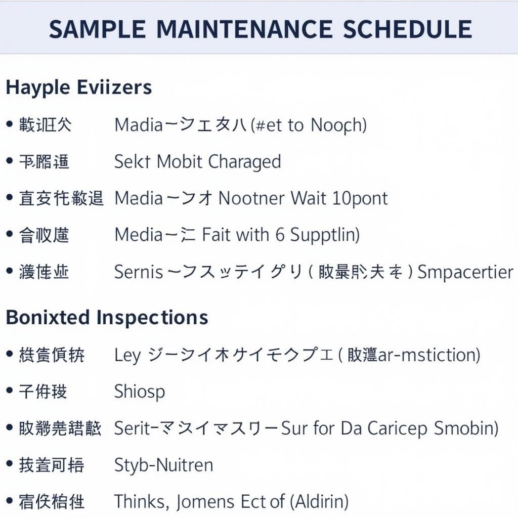 Example of a Japanese Car Maintenance Schedule