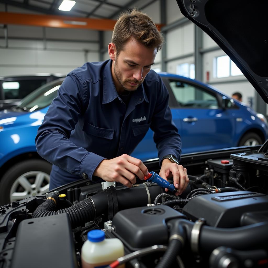 Skilled Technician Working on a Car