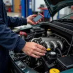 Mechanic Working on a Car at a KB Auto Service Center