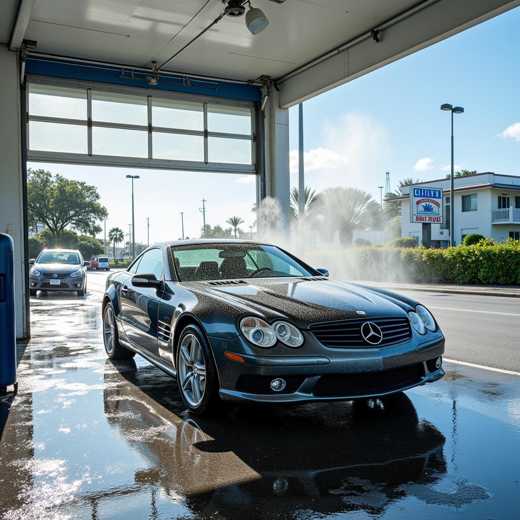 Washing a car in Key West