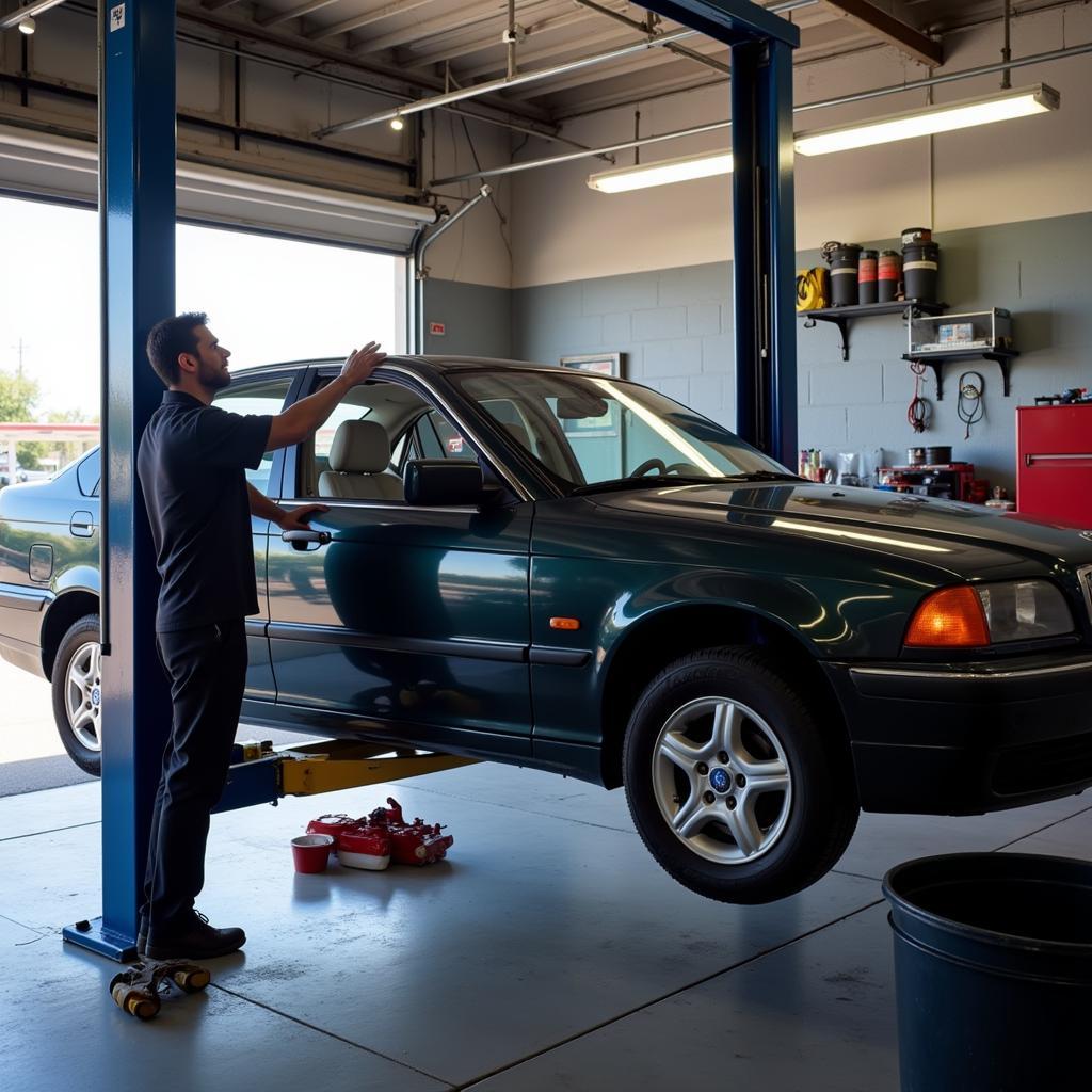 Car undergoing maintenance in Killeen