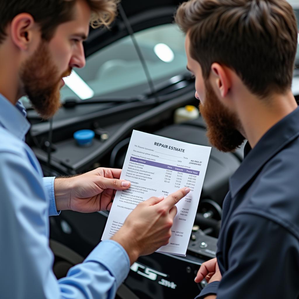 Reviewing a detailed car repair estimate