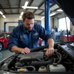 Mechanic Working on a Car in a Leesburg Auto Service Shop