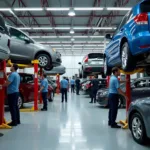 Modern Lift Equipment Enhancing Efficiency in an Auto Repair Shop