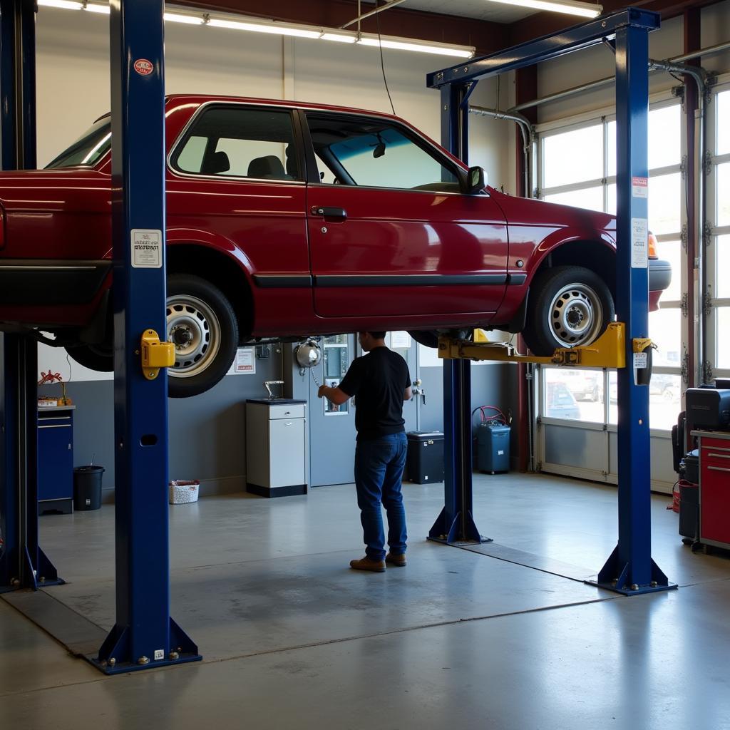 Car Getting an Oil Change at an Auto Repair Shop in Lincoln NE