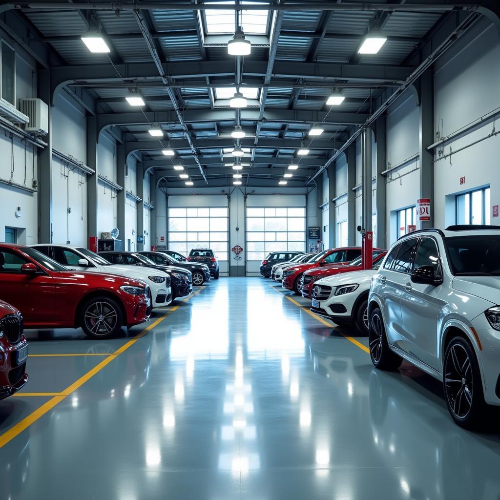 Interior of a Modern Auto Service Garage in Mainz