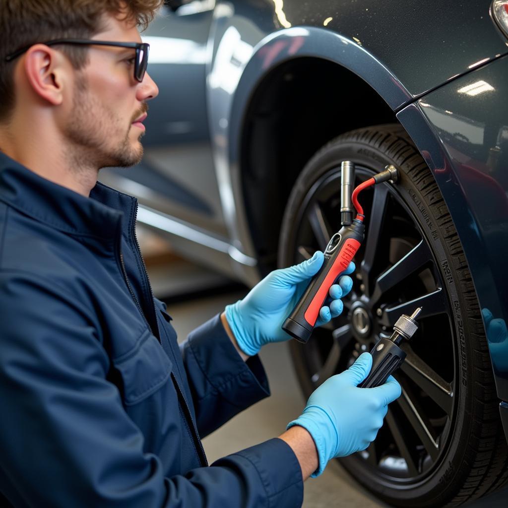 Mechanic Checking Car AC