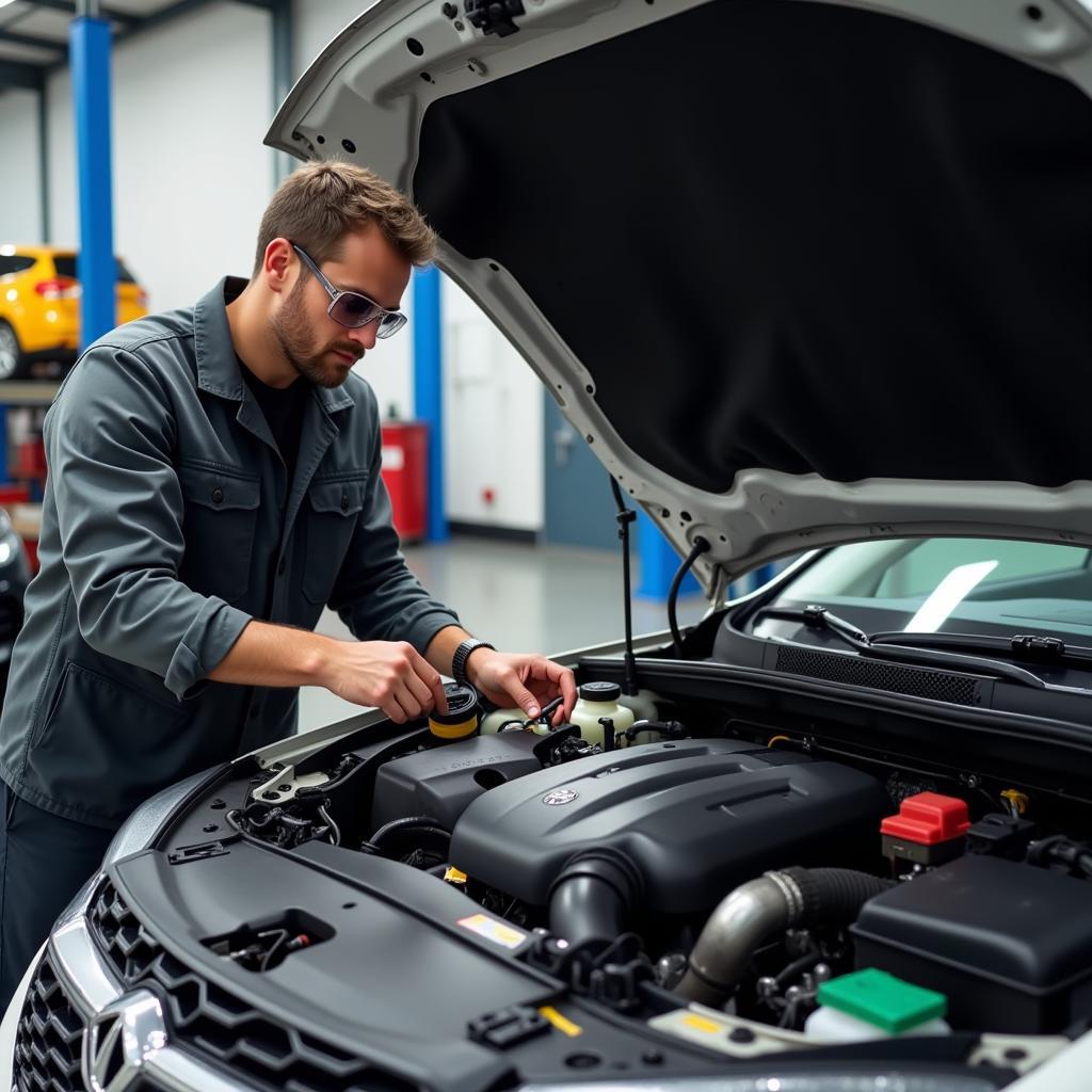 Mechanic Checking Car Coolant in South Australia