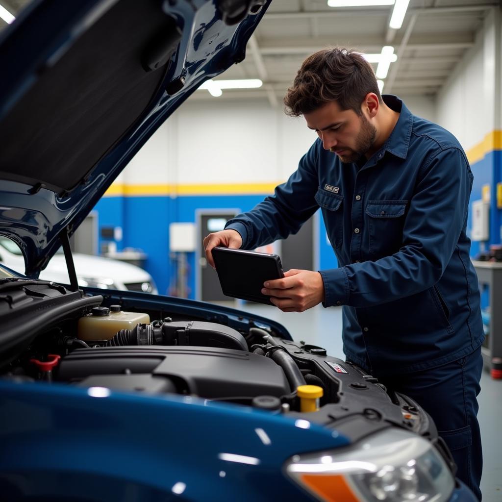 Experienced Mechanic Diagnosing Car Engine Issues