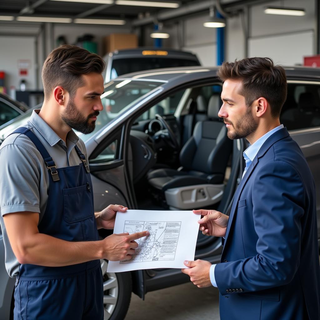 Mechanic Explaining Car Repair