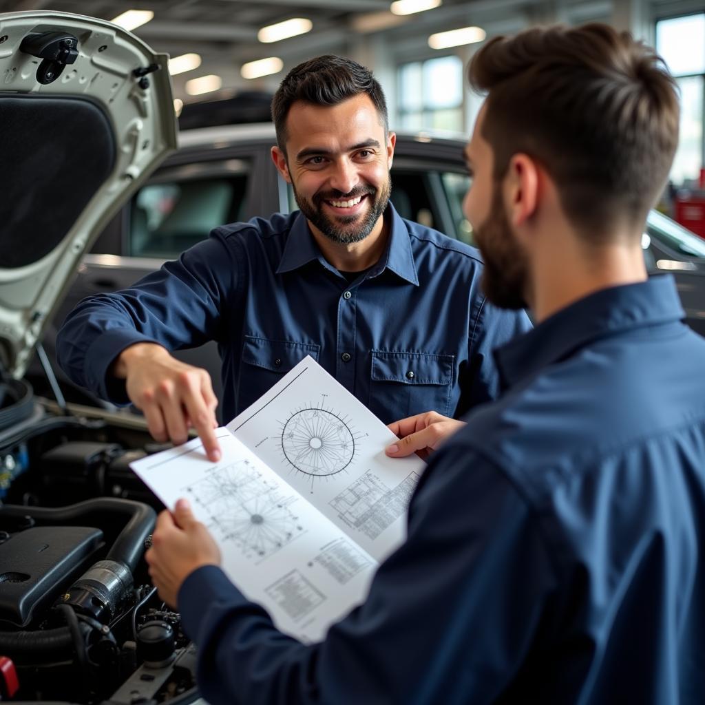 Mechanic Explaining Car Repair to Customer