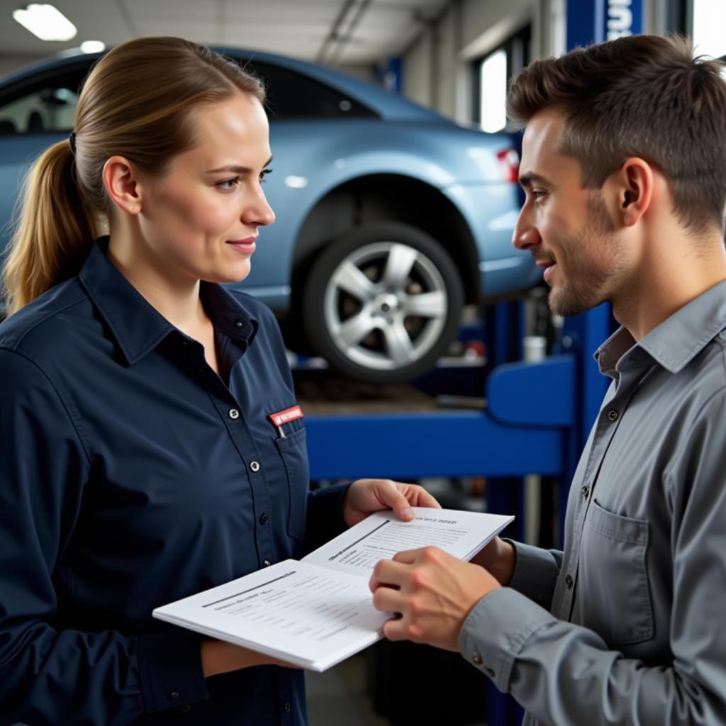 Mechanic Explaining Car Repair Estimate