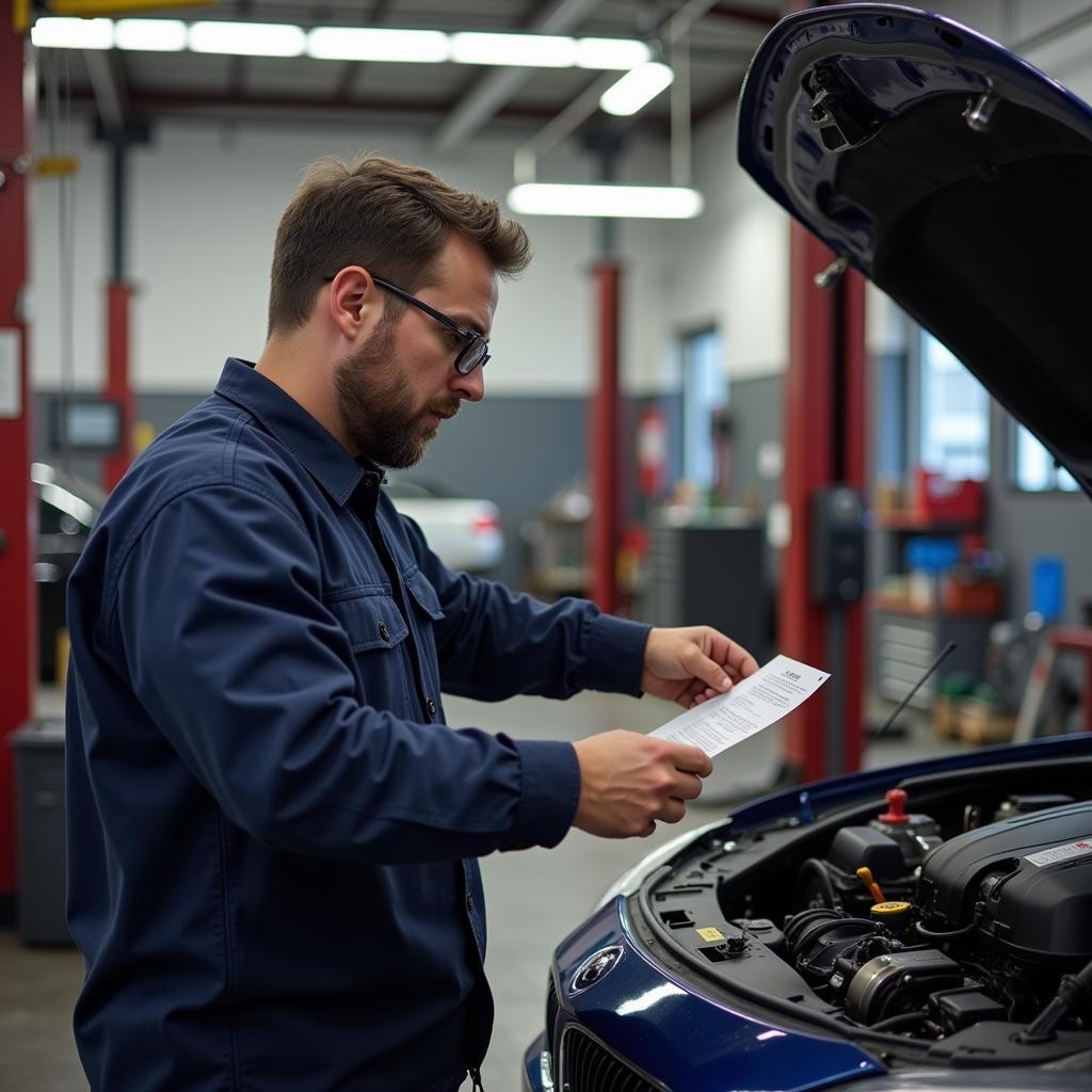 Mechanic Explaining Car Repair to Customer