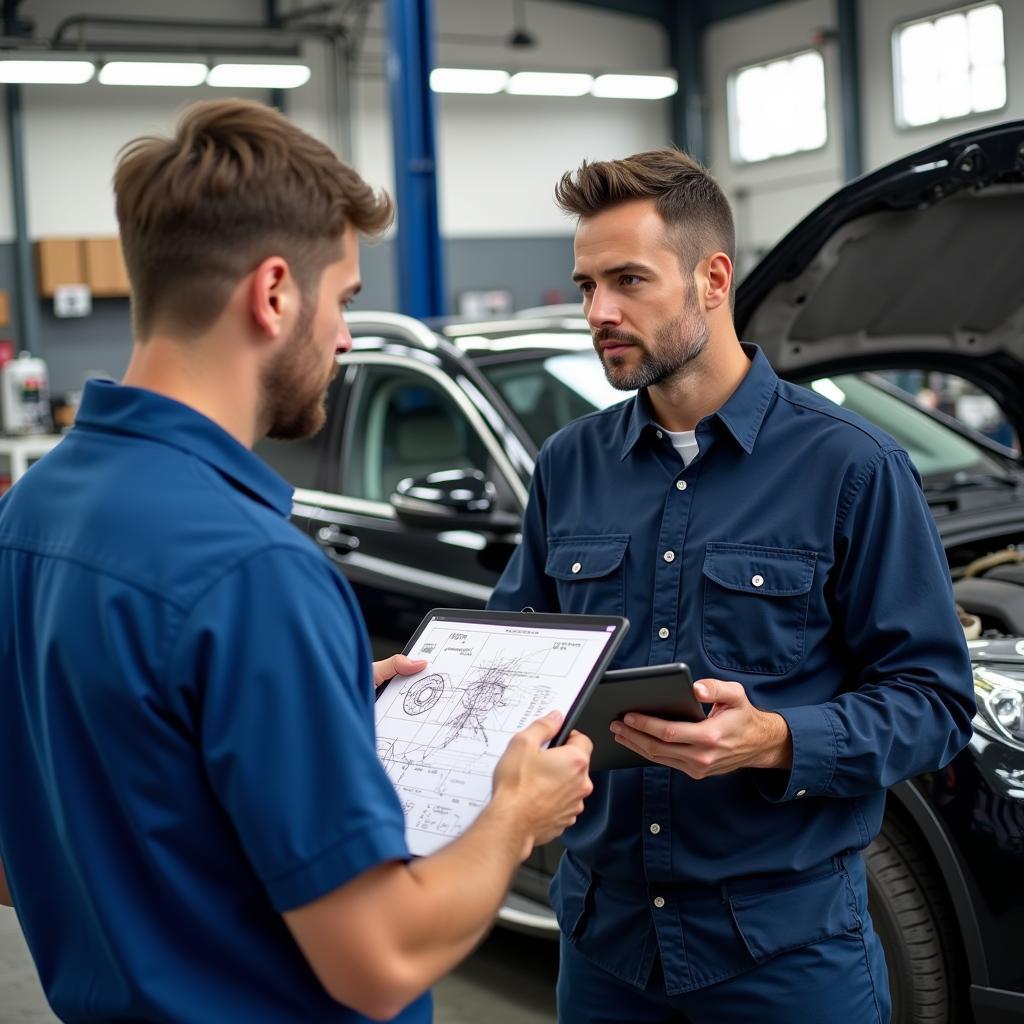 Mechanic Explaining Car Repairs to Customer