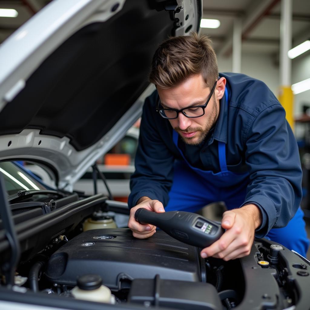 Mechanic Inspecting a Car