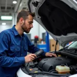 Mechanic Inspecting Car Engine