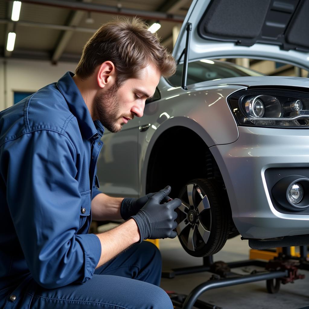 Mechanic Installing Auto Parts