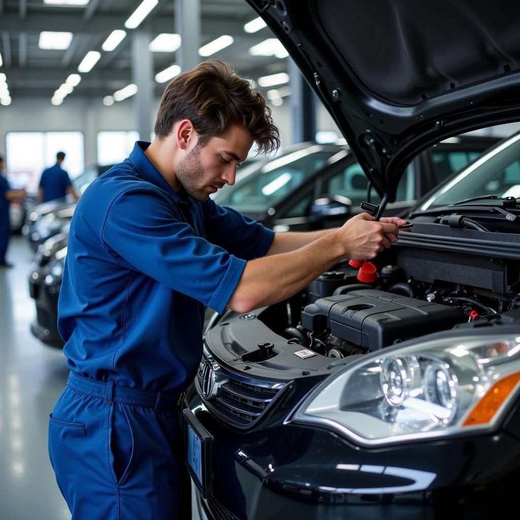 Mechanic Performing Car Maintenance