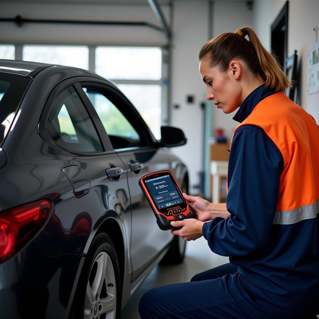 Mechanic Performing Diagnostic Test at Home