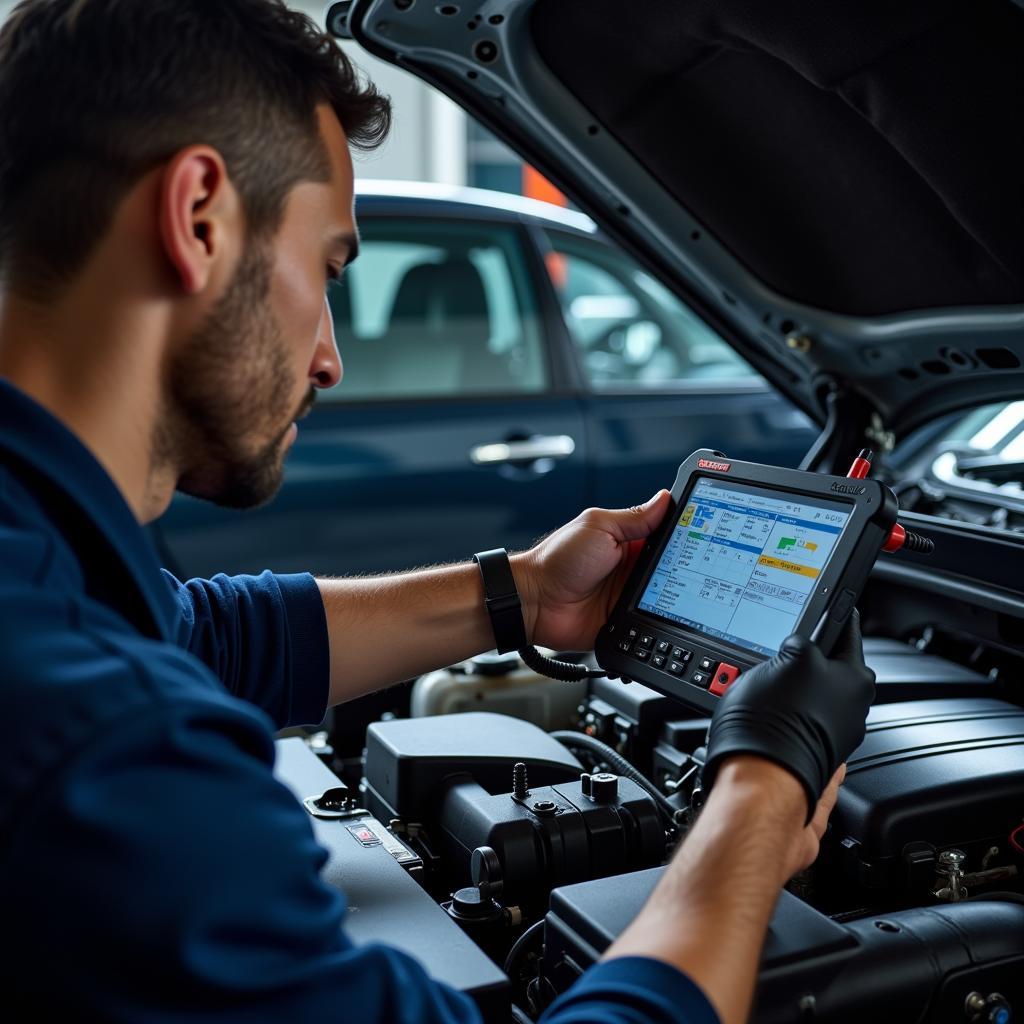 Mechanic Performing Engine Diagnostics in Flemingsburg