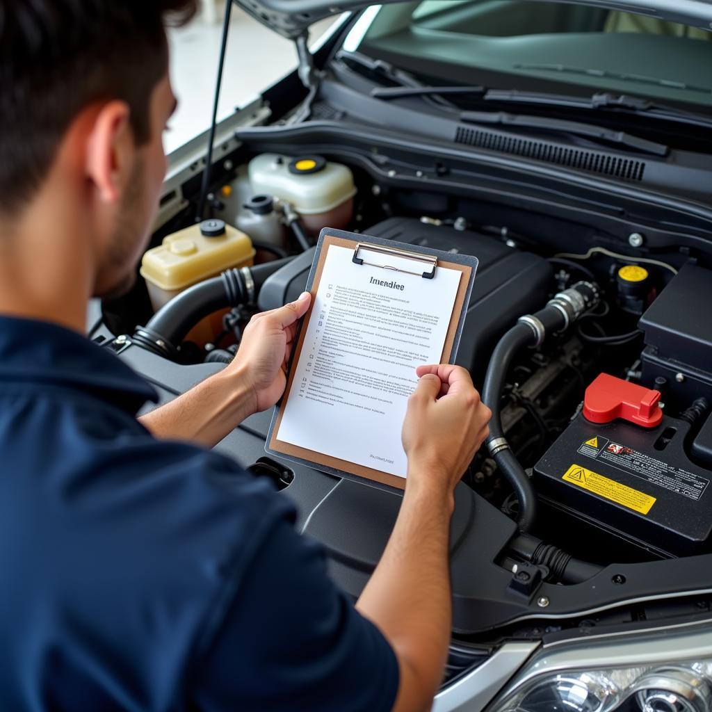 Mechanic Performing Routine Vehicle Inspection