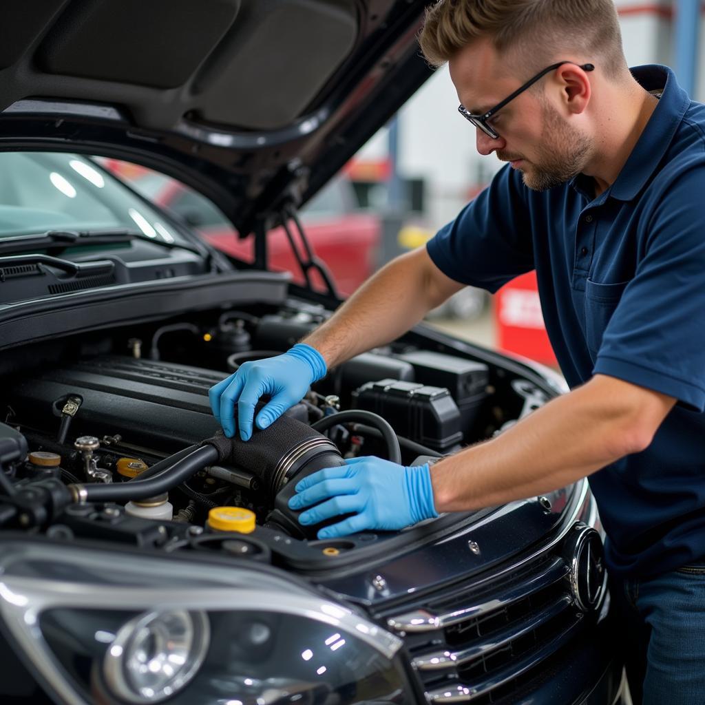 Mechanic Performing Routine Vehicle Maintenance