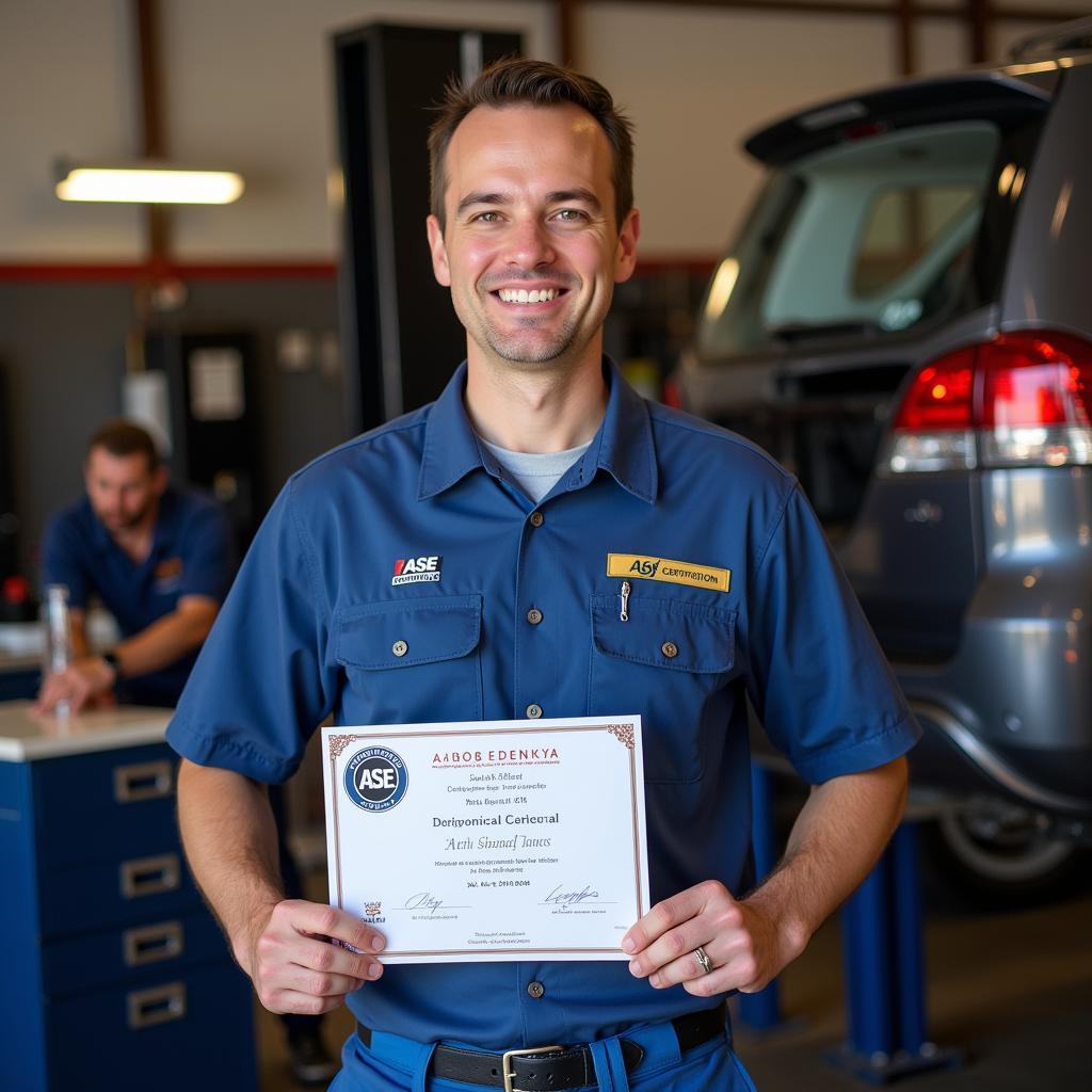 Mechanic Receiving ASE Certification