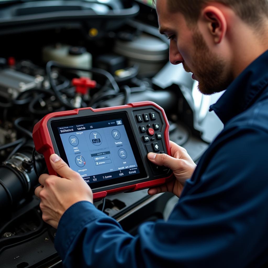 Mechanic Using Diagnostic Tool