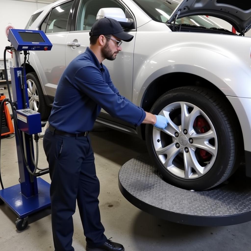 Mechanic Using a Tire Changer