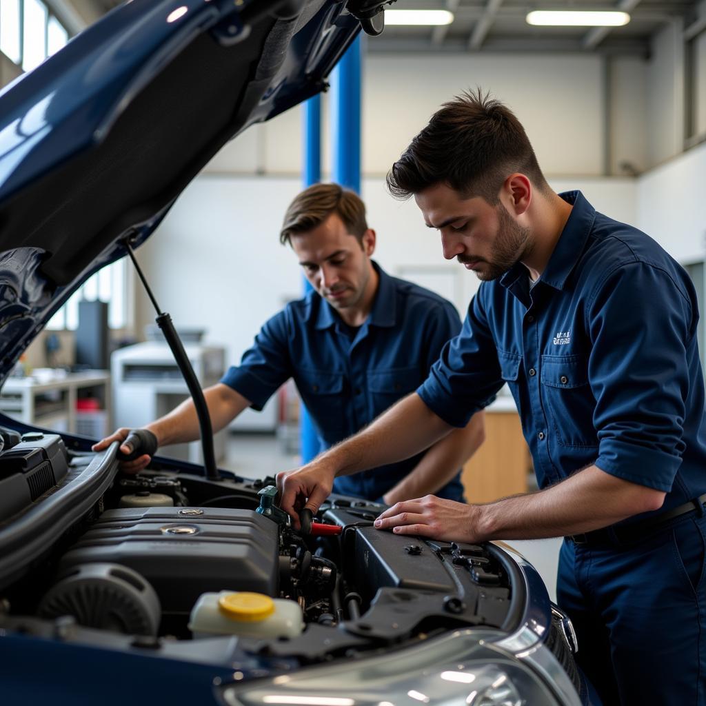 Mechanic working on a car in 46808